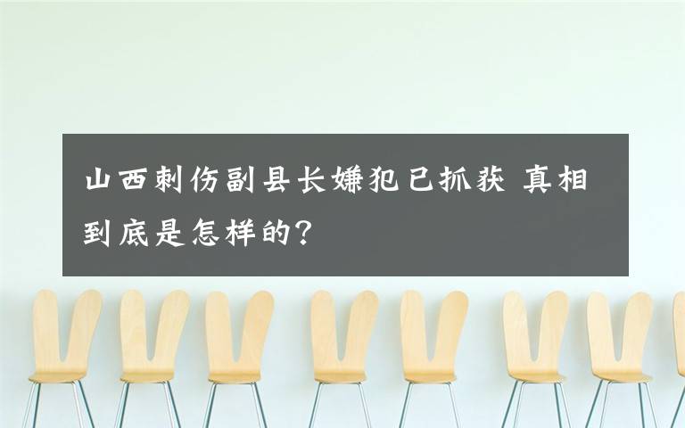 山西刺傷副縣長嫌犯已抓獲 真相到底是怎樣的？