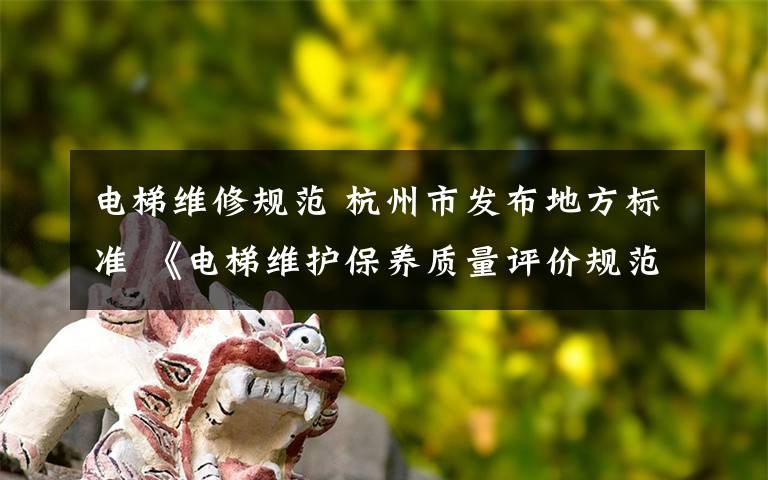 電梯維修規(guī)范 杭州市發(fā)布地方標(biāo)準(zhǔn) 《電梯維護(hù)保養(yǎng)質(zhì)量評價規(guī)范》