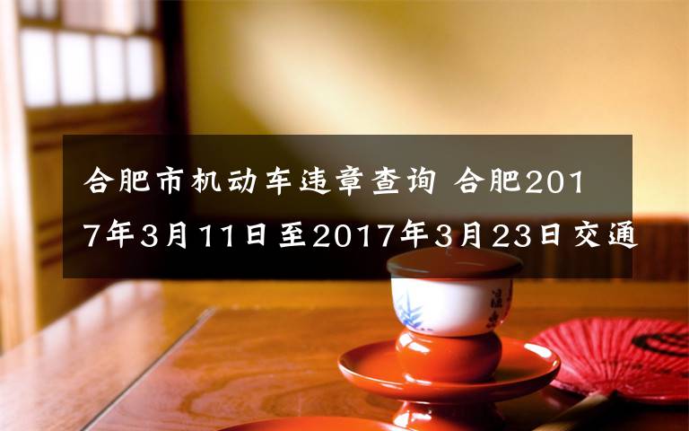 合肥市機(jī)動(dòng)車違章查詢 合肥2017年3月11日至2017年3月23日交通違章查詢