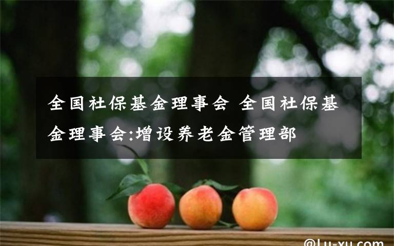 全國社?；鹄硎聲?全國社?；鹄硎聲?增設(shè)養(yǎng)老金管理部