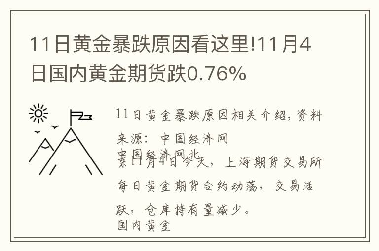 11日黃金暴跌原因看這里!11月4日國內(nèi)黃金期貨跌0.76%