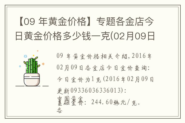 【09 年黃金價格】專題各金店今日黃金價格多少錢一克(02月09日)