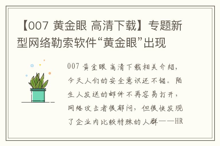 【007 黃金眼 高清下載】專題新型網(wǎng)絡(luò)勒索軟件“黃金眼”出現(xiàn)，HR成為其主要目標(biāo)