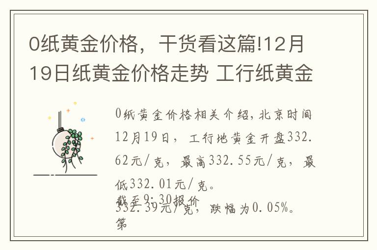 0紙黃金價格，干貨看這篇!12月19日紙黃金價格走勢 工行紙黃金價格多少