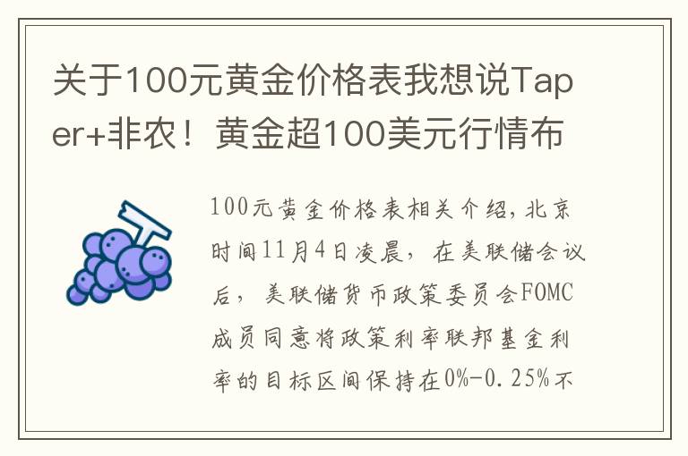 關(guān)于100元黃金價(jià)格表我想說Taper+非農(nóng)！黃金超100美元行情布局