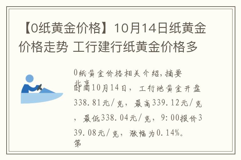 【0紙黃金價(jià)格】10月14日紙黃金價(jià)格走勢(shì) 工行建行紙黃金價(jià)格多少？