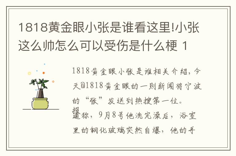 1818黃金眼小張是誰(shuí)看這里!小張這么帥怎么可以受傷是什么梗 1818黃金眼最帥男嘉賓寧波小張照片資料