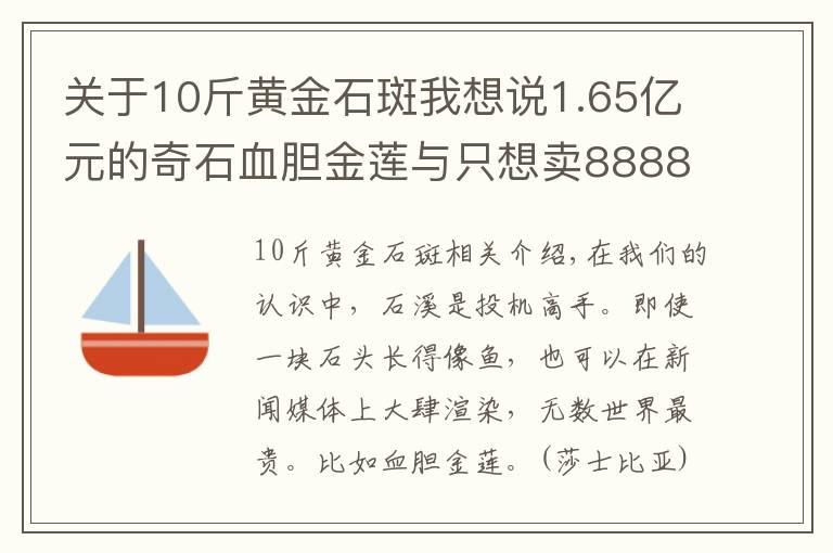 關(guān)于10斤黃金石斑我想說1.65億元的奇石血膽金蓮與只想賣8888的石斑魚