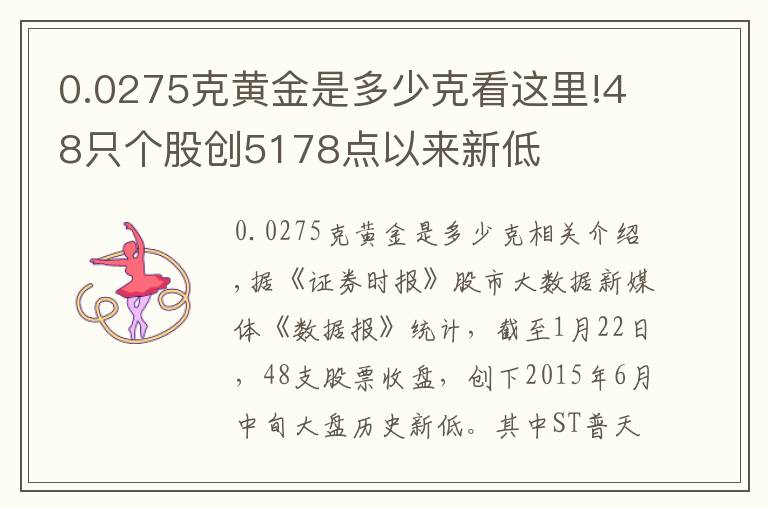 0.0275克黃金是多少克看這里!48只個(gè)股創(chuàng)5178點(diǎn)以來(lái)新低