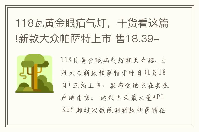 118瓦黃金眼疝氣燈，干貨看這篇!新款大眾帕薩特上市 售18.39-33.29萬元