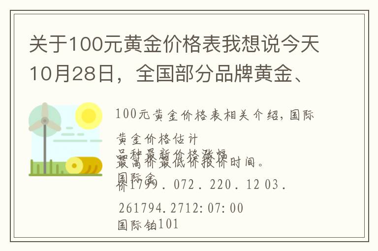 關(guān)于100元黃金價格表我想說今天10月28日，全國部分品牌黃金、鉑金調(diào)整價格