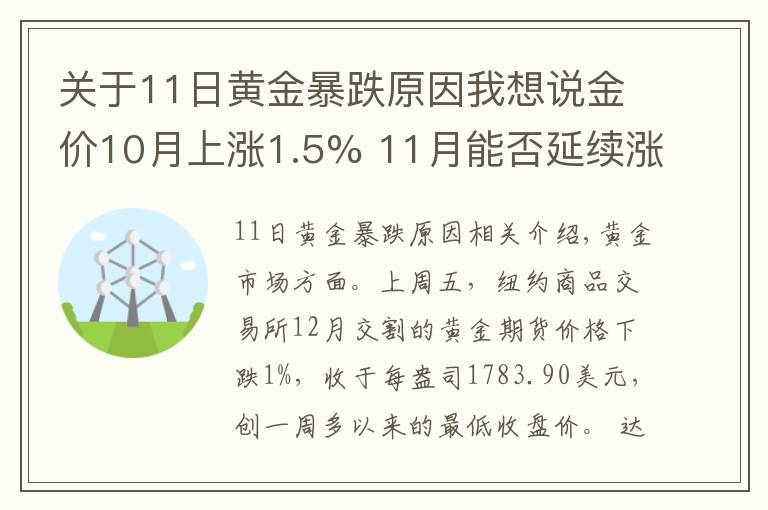 關(guān)于11日黃金暴跌原因我想說(shuō)金價(jià)10月上漲1.5% 11月能否延續(xù)漲勢(shì)？丨全球連線