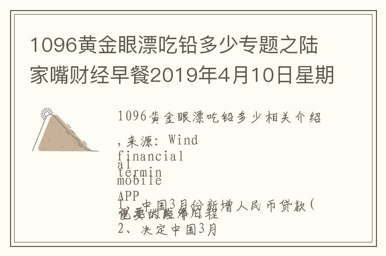 1096黃金眼漂吃鉛多少專題之陸家嘴財(cái)經(jīng)早餐2019年4月10日星期三