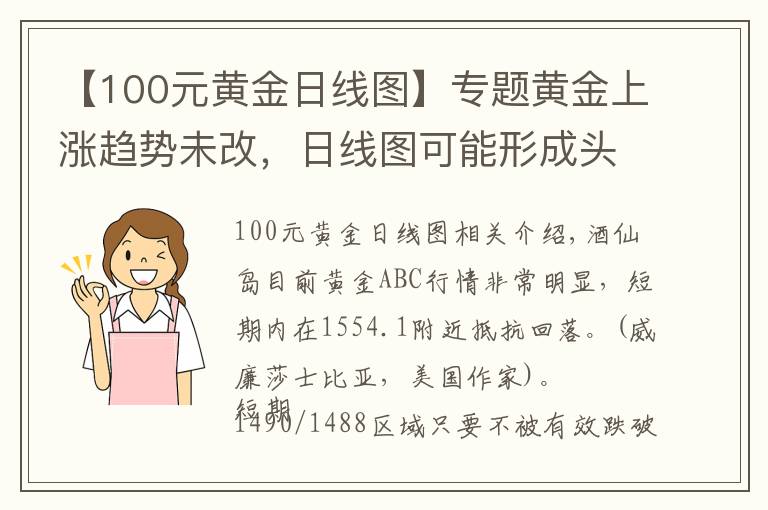 【100元黃金日線圖】專題黃金上漲趨勢未改，日線圖可能形成頭肩頂