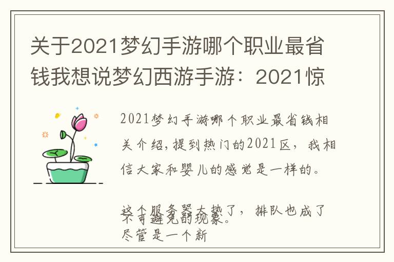 關(guān)于2021夢幻手游哪個職業(yè)最省錢我想說夢幻西游手游：2021驚現(xiàn)神豪玩家！4.5億金幣只是冰山一角？