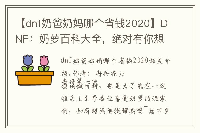 【dnf奶爸奶媽哪個省錢2020】DNF：奶蘿百科大全，絕對有你想要的