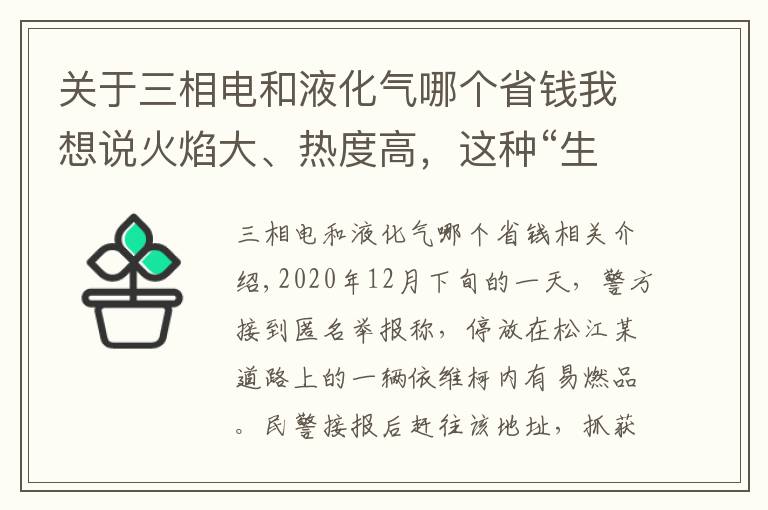 關(guān)于三相電和液化氣哪個省錢我想說火焰大、熱度高，這種“生物油”怎么流進(jìn)路邊小飯店？