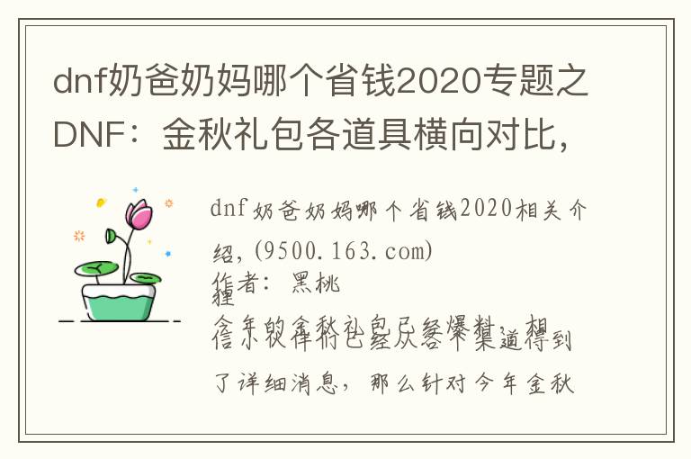 dnf奶爸奶媽哪個省錢2020專題之DNF：金秋禮包各道具橫向?qū)Ρ?，看提升挑選道具