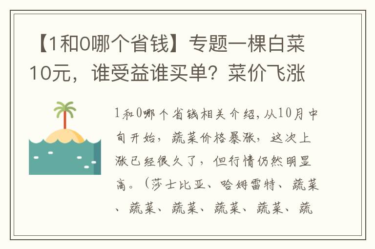 【1和0哪個省錢】專題一棵白菜10元，誰受益誰買單？菜價飛漲都怪二道販子？別誤解了