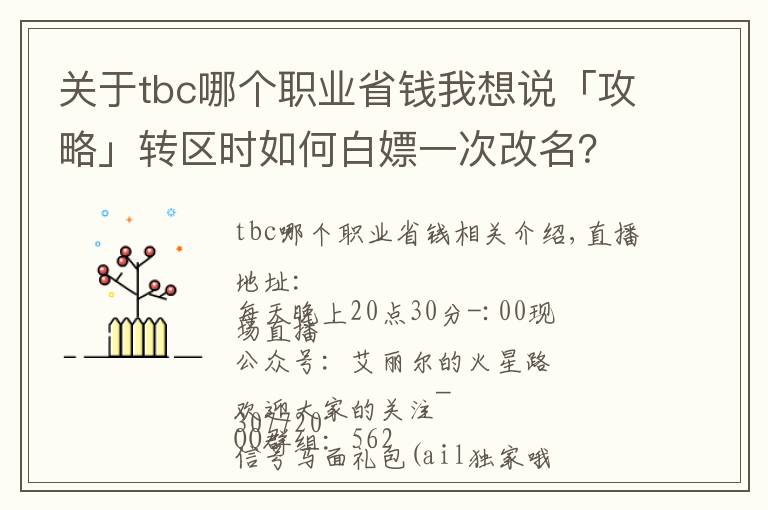 關(guān)于tbc哪個職業(yè)省錢我想說「攻略」轉(zhuǎn)區(qū)時如何白嫖一次改名？從零到化圣的第二周