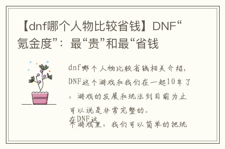 【dnf哪個人物比較省錢】DNF“氪金度”：最“貴”和最“省錢”的職業(yè)