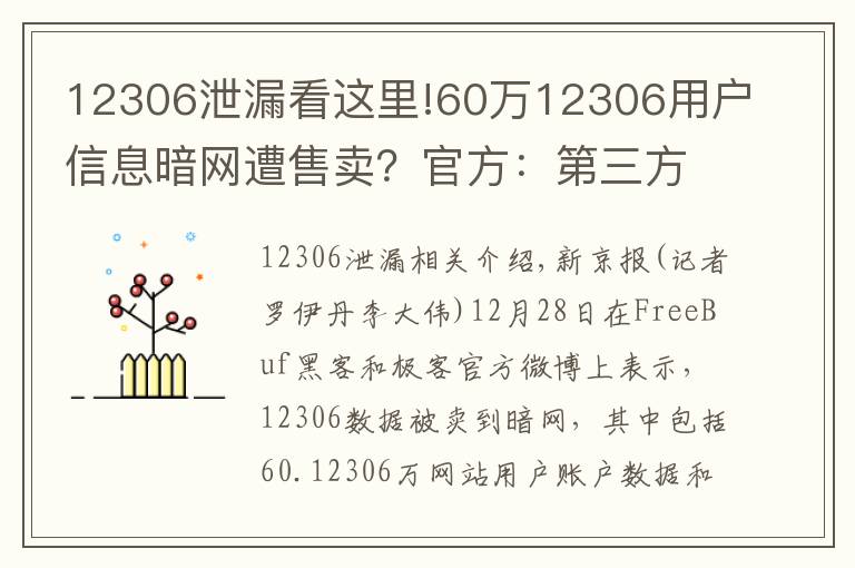 12306泄漏看這里!60萬(wàn)12306用戶(hù)信息暗網(wǎng)遭售賣(mài)？官方：第三方泄露