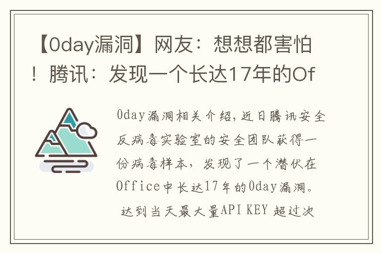 【0day漏洞】網(wǎng)友：想想都害怕！騰訊：發(fā)現(xiàn)一個(gè)長(zhǎng)達(dá)17年的Office漏洞