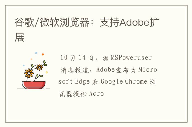 谷歌/微軟瀏覽器：支持Adobe擴(kuò)展