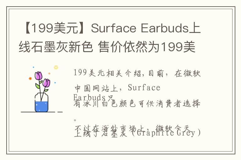 【199美元】Surface Earbuds上線石墨灰新色 售價依然為199美元