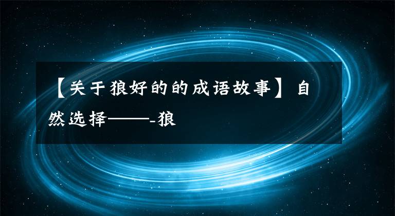 【關(guān)于狼好的的成語故事】自然選擇——-狼