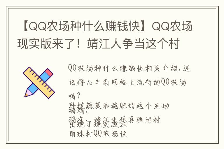 【QQ農(nóng)場(chǎng)種什么賺錢(qián)快】QQ農(nóng)場(chǎng)現(xiàn)實(shí)版來(lái)了！靖江人爭(zhēng)當(dāng)這個(gè)村的“地主”！