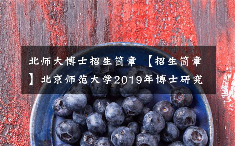 北師大博士招生簡章 【招生簡章】北京師范大學(xué)2019年博士研究生招生簡章