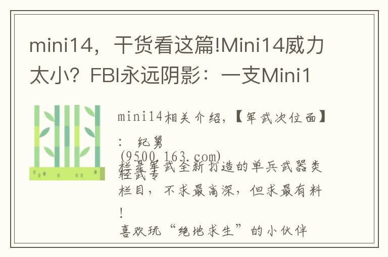 mini14，干貨看這篇!Mini14威力太??？FBI永遠(yuǎn)陰影：一支Mini14吊打8名探員