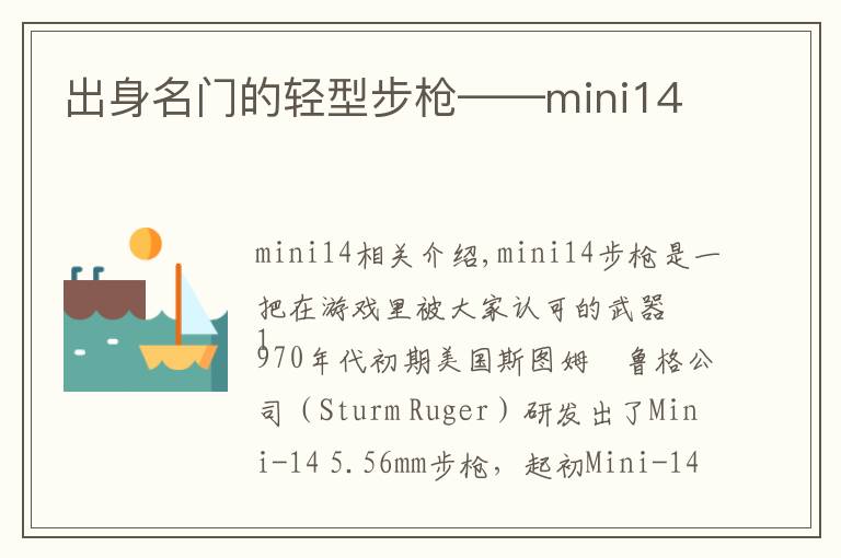 出身名門的輕型步槍——mini14