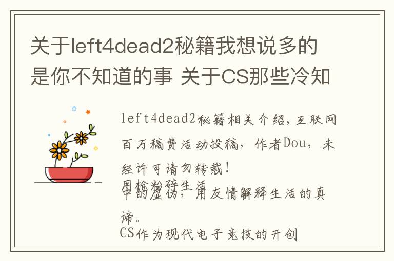 關(guān)于left4dead2秘籍我想說多的是你不知道的事 關(guān)于CS那些冷知識