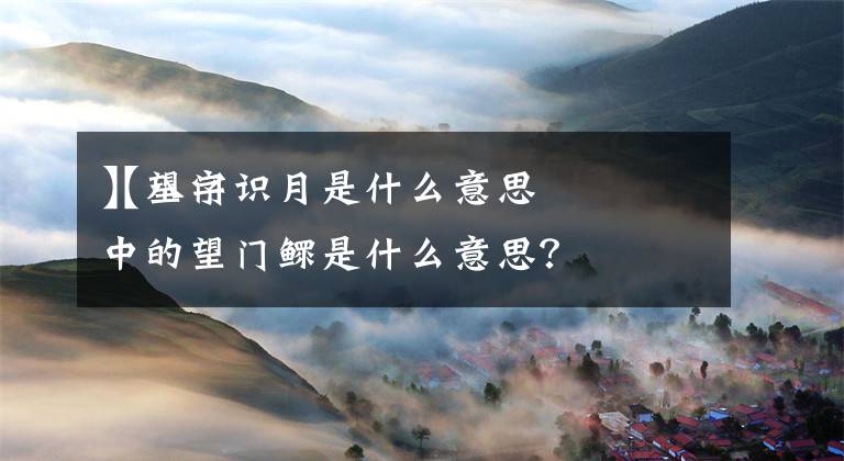 【望門(mén)識(shí)月是什么意思
】八字中的望門(mén)鰥是什么意思？