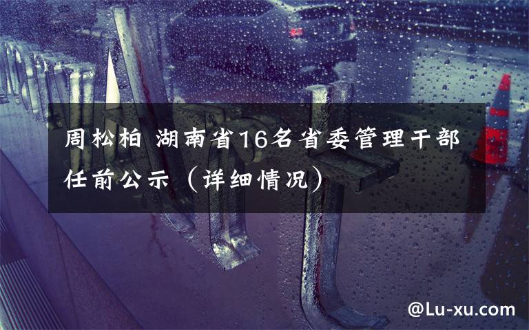 周松柏 湖南省16名省委管理干部任前公示（詳細情況）