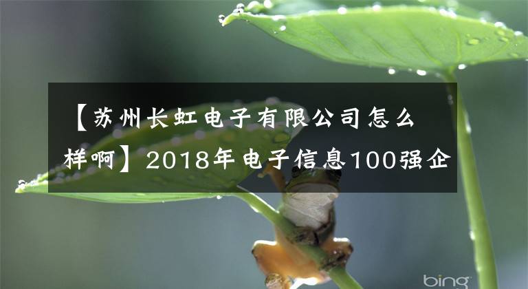 【蘇州長(zhǎng)虹電子有限公司怎么樣啊】2018年電子信息100強(qiáng)企業(yè)名單公布了長(zhǎng)虹蟬聯(lián)第六名