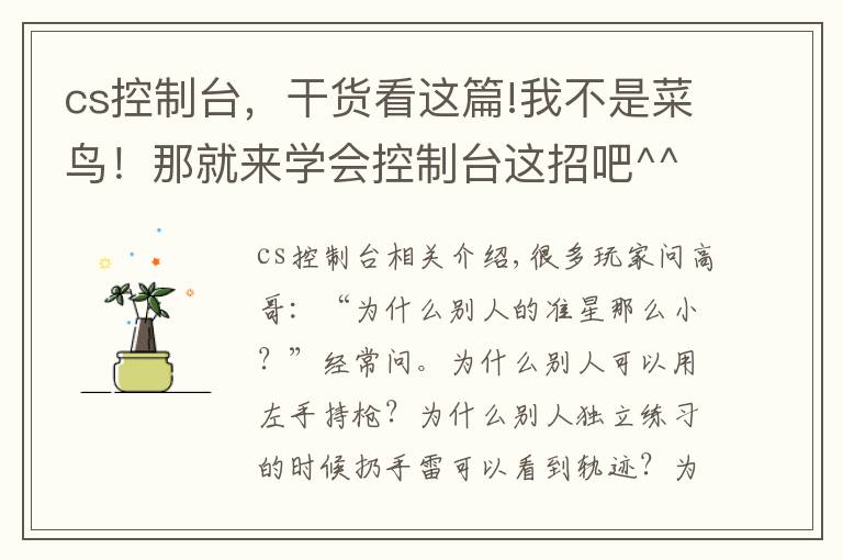 cs控制臺，干貨看這篇!我不是菜鳥！那就來學會控制臺這招吧^^