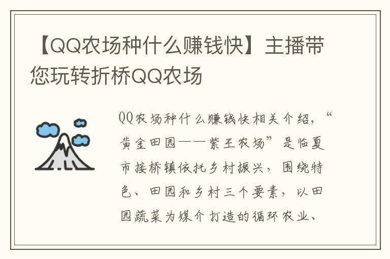 【QQ農(nóng)場種什么賺錢快】主播帶您玩轉(zhuǎn)折橋QQ農(nóng)場