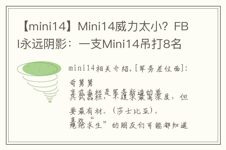 【mini14】Mini14威力太??？FBI永遠陰影：一支Mini14吊打8名探員