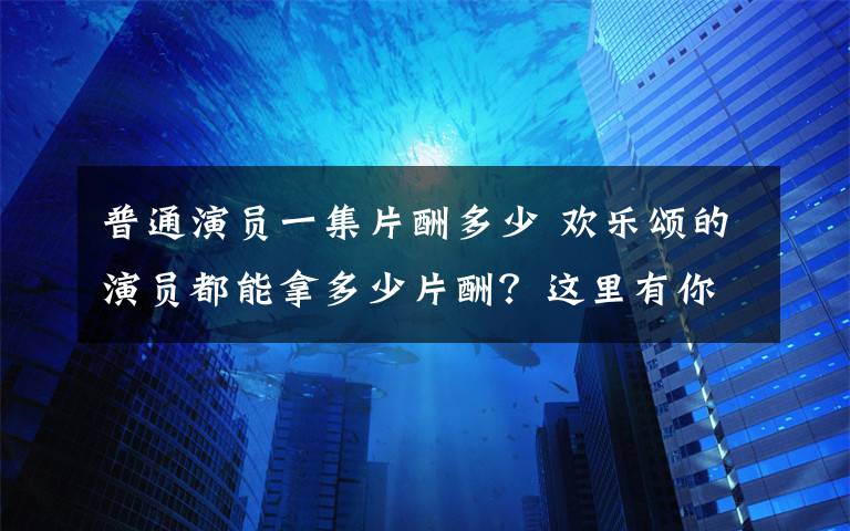 普通演員一集片酬多少 歡樂頌的演員都能拿多少片酬？這里有你想知道的答案！