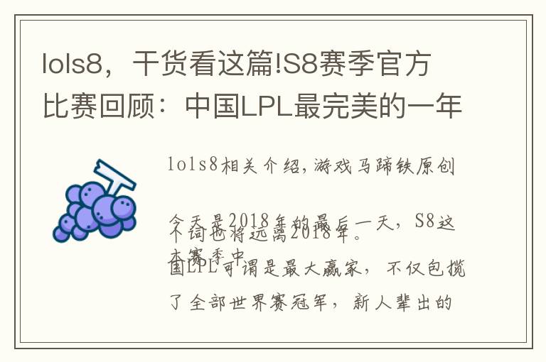 lols8，干貨看這篇!S8賽季官方比賽回顧：中國LPL最完美的一年！