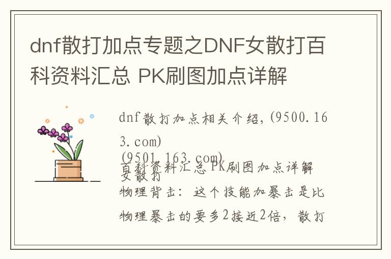 dnf散打加點專題之DNF女散打百科資料匯總 PK刷圖加點詳解