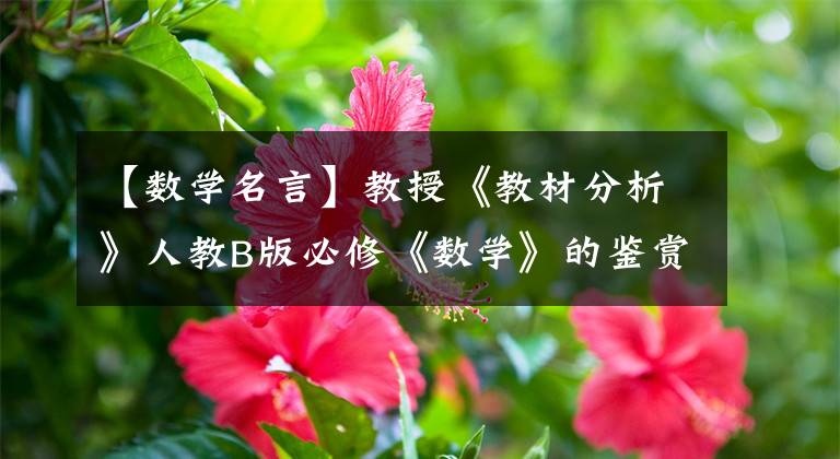 【數(shù)學名言】教授《教材分析》人教B版必修《數(shù)學》的鑒賞3354章名頁上的名人名言