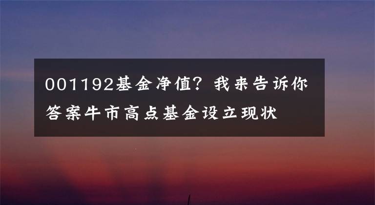 001192基金凈值？我來告訴你答案牛市高點基金設(shè)立現(xiàn)狀