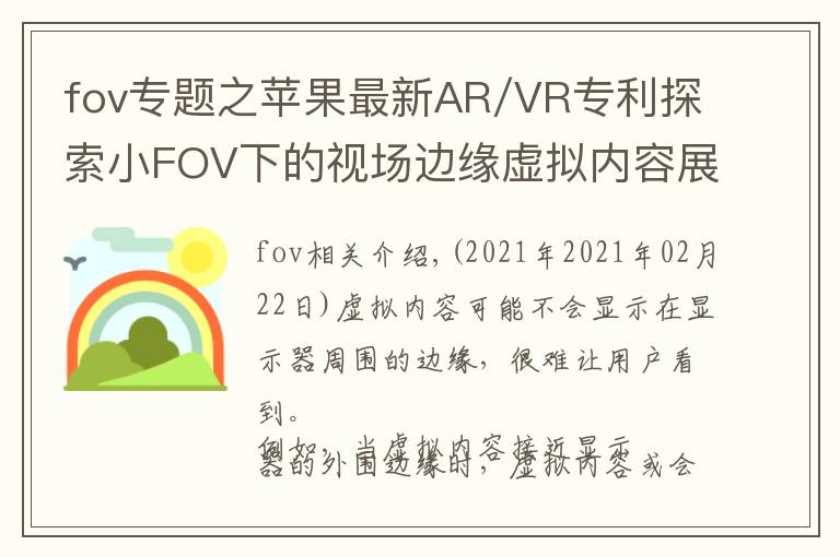 fov專題之蘋果最新AR/VR專利探索小FOV下的視場邊緣虛擬內(nèi)容展示