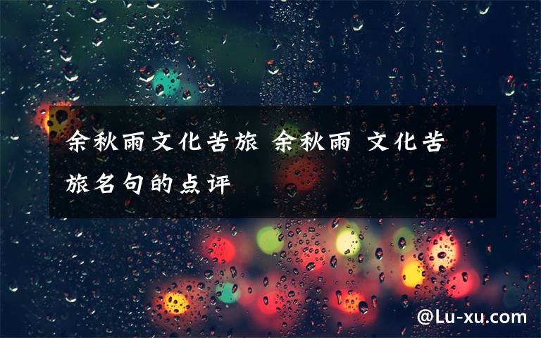 余秋雨文化苦旅 余秋雨 文化苦旅名句的點(diǎn)評