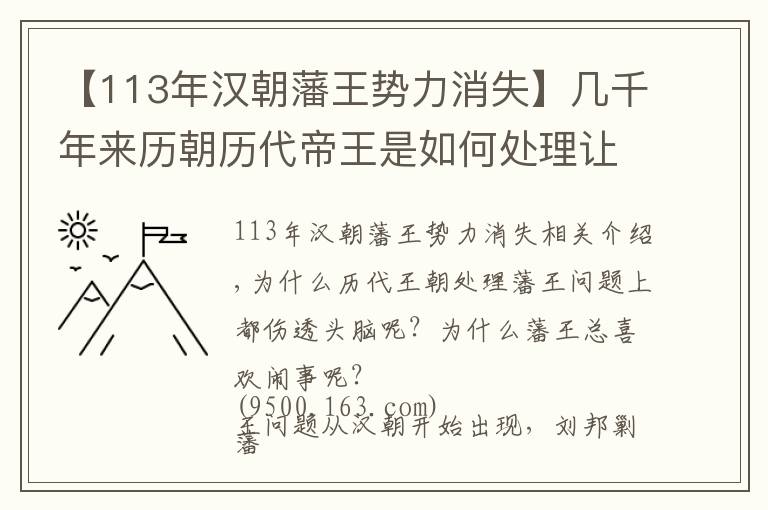 【113年漢朝藩王勢力消失】幾千年來歷朝歷代帝王是如何處理讓自己頭疼的藩王這個問題呢？