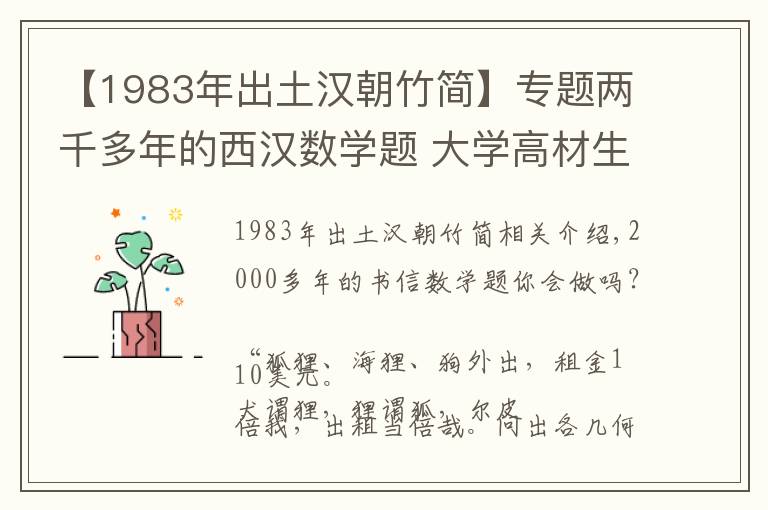 【1983年出土漢朝竹簡】專題兩千多年的西漢數(shù)學(xué)題 大學(xué)高材生也不一定會做